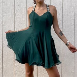 Vintage Dark Green Beaded Cocktail Dress